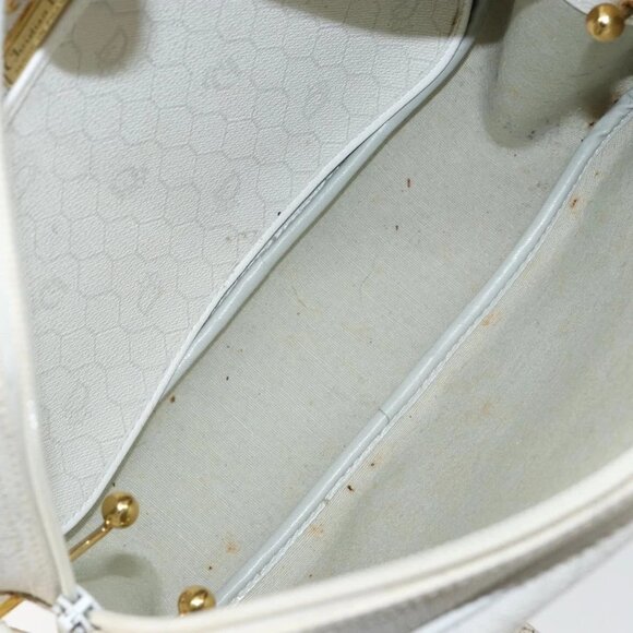 Christian Dior Honeycomb Canvas Shoulder Bag PVC White Gold Auth 142676 - Picture 10 of 16
